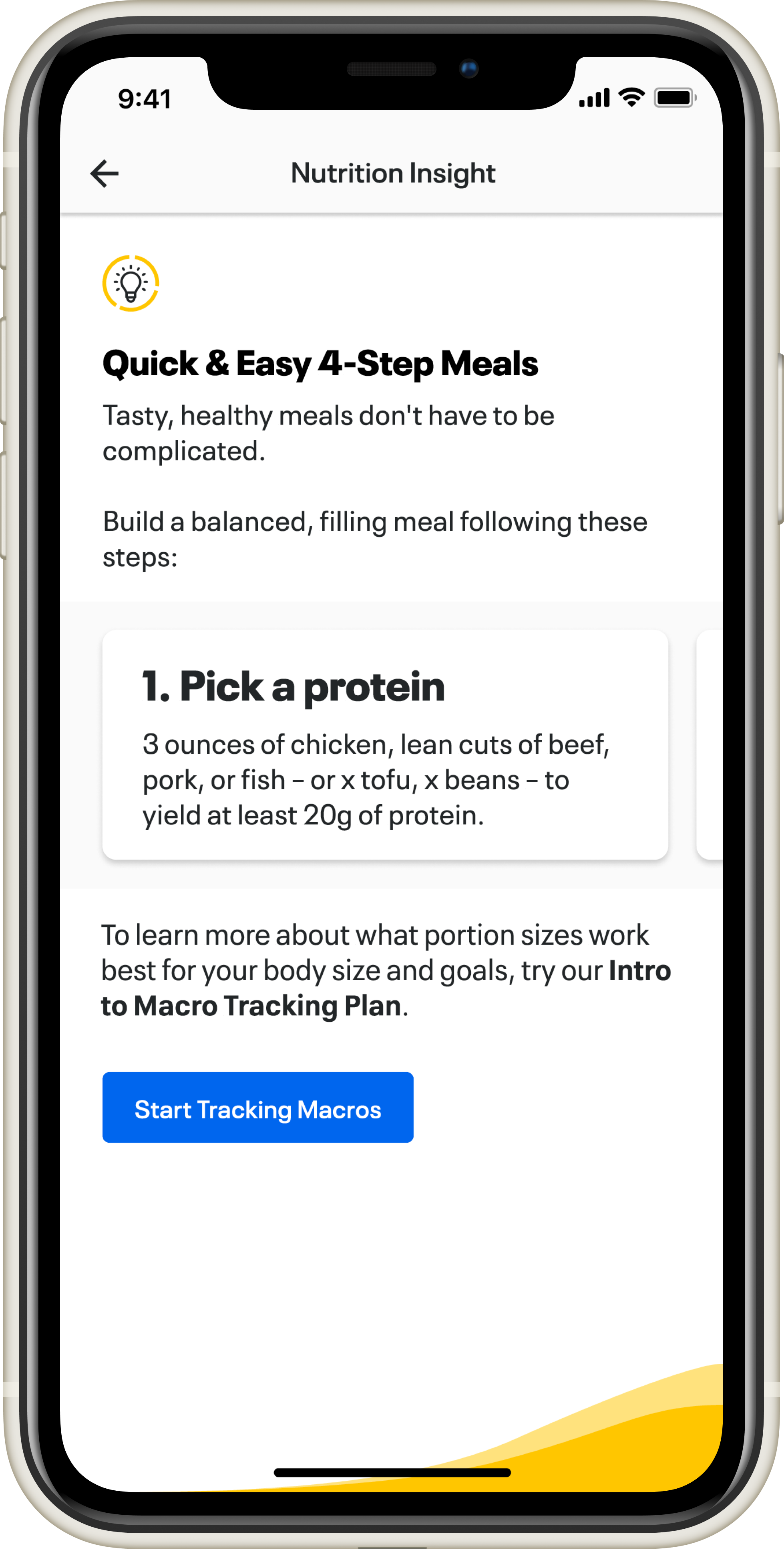 Nutrition Insights MVP screens