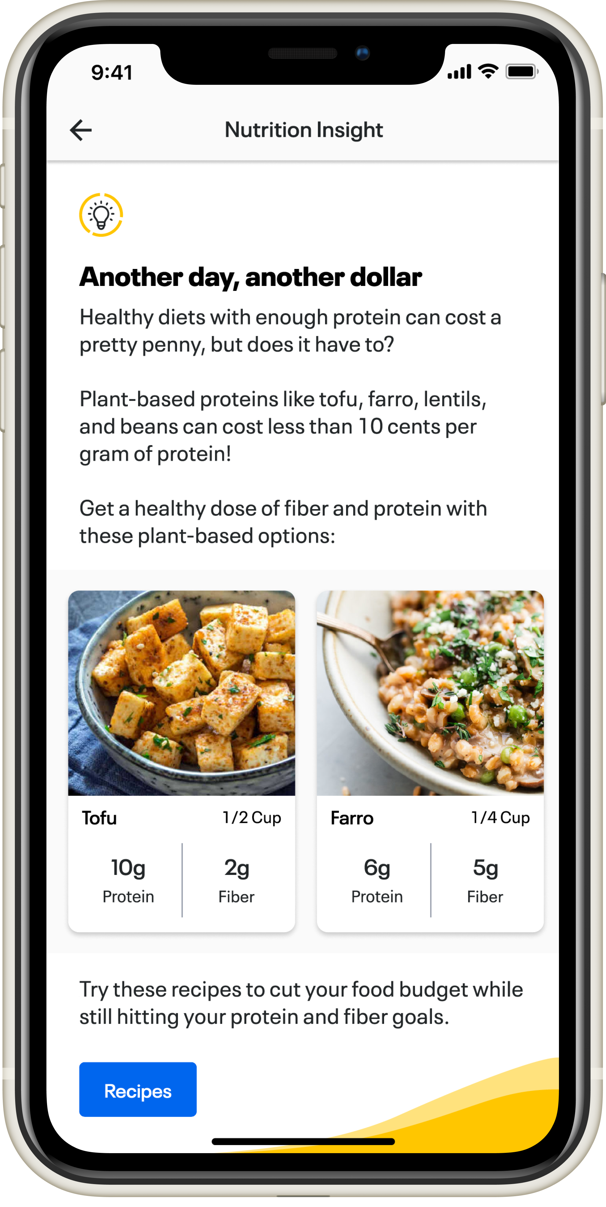 Nutrition Insights MVP screens