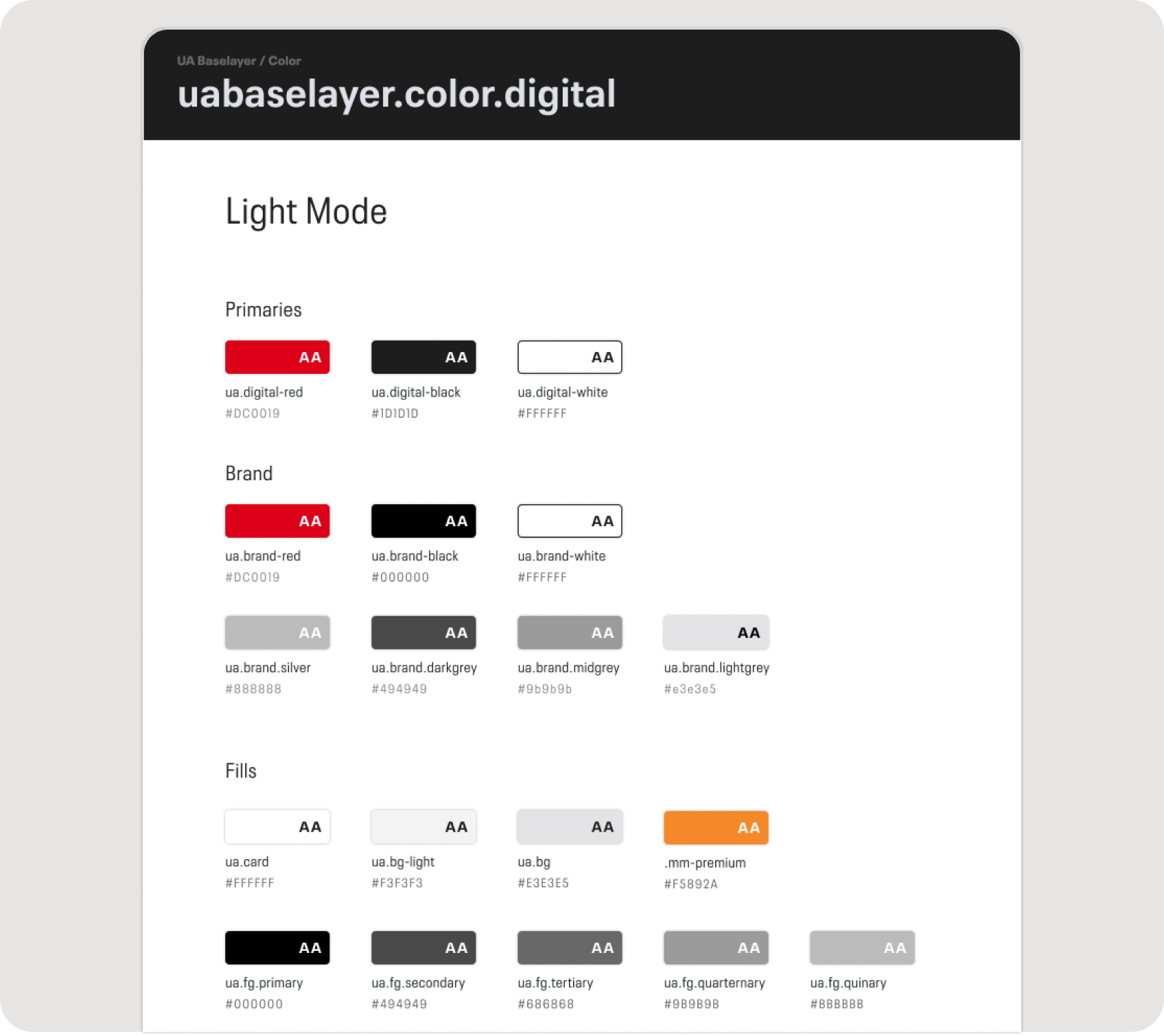 Color organization by application